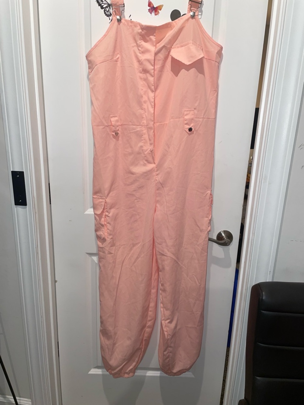 Peach Utility Jumpsuit for Women - Sleeveless Casual Overalls